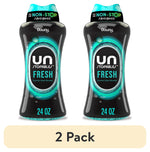 Two bottles of Downy Unstopables Fresh laundry scent booster 24 oz with teal accents
