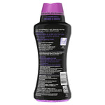 Back label of Downy Unstopables Lush bottle showing usage instructions, warnings and a purple cap