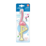 Dr. Brown’s pink flamingo toddler toothbrush sealed on blister card packaging with brand logo and flamingo illustration