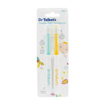 Retail blister pack of Dr. Talbot's toddler 360° toothbrushes showing aqua and yellow brushes with brand packaging