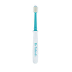 Single Dr. Talbot's toddler 360° toothbrush with aqua neck and white handle isolated on white background