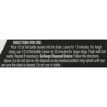 Close-up photo of product directions and usage instructions printed on a dark label