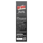 Narrow side panel of Drāno Snake Plus packaging with the logo, safety warnings, first aid instructions and ingredients listing