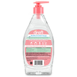 Rear view of Dreft Bottle & Dish Soap on white background showing back label with directions, ingredients block, and barcode.