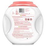Rear view of a Dreft pacs container showing barcode, warning text, and product safety icons