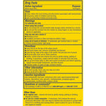 Yellow drug facts panel listing active ingredient witch hazel, uses, warnings, directions, and inactive ingredients