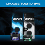 Assortment display of DRVN products including Voyager and Dark Sky packaging and two can-style fresheners