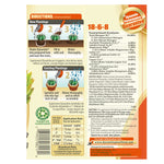 Back label of Dynamite cactus and succulent food showing directions, guaranteed analysis and application table