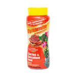 Bottle of Dynamite Cactus & Succulent Food with yellow cap and red label showing succulents and product name