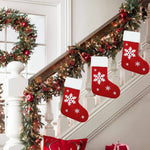 KOYPTL 2 Pcs Christmas Stocking for Family Kids,Knit Velvet Cute Reindeer Red Christmas Sock Stocking for Christmas Home Fireplace Hanging Ornaments Party Decor Supplies Holiday Xmas Hanging Stocking – view 2