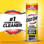 Easy-Off oven cleaner can on a yellow background with #1 oven & grill cleaner badge and 3X faster cap