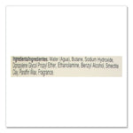 Close-up ingredient label listing water, butane, sodium hydroxide and other components in English and Spanish