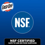 Easy-Off logo above a large NSF certification seal and text stating NSF certified