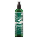 Tall green spray bottle of Eco Lips Bug Soother MAX insect repellent with printed label and black spray top on white background.