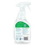 Rear view of a clear ECOS spray bottle showing product information and ingredient panel on the back label