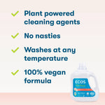 Feature graphic listing benefits like plant powered cleaning agents, no nasties, and 100% vegan formula