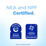 Certification graphic showing National Eczema Association accepted and National Psoriasis Foundation recognized badges