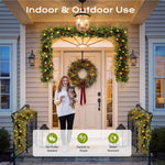 9ft Outdoor Pre-Lit Christmas Garland, PE+PVC Lighted Pine Garland for Fireplace Mantel with Lights & Timer, 8 Modes, Battery Operated, Green – view 2
