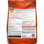 Rear view of an Eliminator Fire Ant Killer Plus Granules package showing instruction and caution text