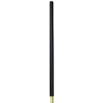 Close-up of a hardwood rake handle with a black soft foam grip on white background