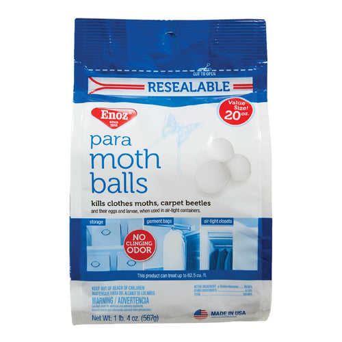 Single resealable Enoz para moth balls bag showing brand, product name, and packaging graphics