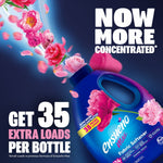 Ensueño bottle tilted with pink flowers flowing out and bold text claiming now more concentrated and 35 extra loads