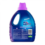 Rear view of a blue Ensueno Max fabric softener bottle showing product label, barcode and usage text