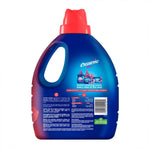 Rear label view of an Ensueño Max fabric softener bottle showing product text, barcode, and small product images