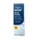 Tall vertical view of Equate Advanced Gum Purify Deep Clean toothpaste box with navy label and branding