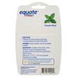 Back of Equate Breath Strips blister card showing directions, ingredients, barcode and a small mint graphic near top.