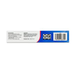 Back of Equate denture adhesive box showing instructions, ingredients, recycling icons and barcode