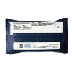 Rear view of a navy Equate flushable wipes pack showing the product barcode, ingredient panel and resealable plastic lid