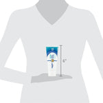 Silhouette size-chart graphic showing a 6-inch measurement beside an Equate Gum Purify toothpaste tube