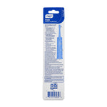 Photograph of the back of Equate kids toothbrush blister packaging showing product text, illustration and barcode on white backing.