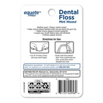 Back of Equate dental floss blister card showing directions for use, product copy, barcode and distributor information.