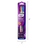 Equate Stain Removal toothbrush retail package shown with printed height and width dimension lines.