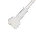 Clear plastic dip tube with mesh filter end for a spray bottle, shown on white background