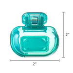 Teal translucent toothbrush protector with 2" width and 2" height dimension markers on white background
