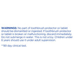 Warnings text block advising not to dismantle or ingest the toothbrush protector and supervision for young children