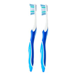 Two blue-and-white Equate Brilliance Total Care manual toothbrushes shown side by side on a white background.