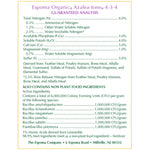 Espoma Azalea-tone guaranteed analysis panel listing nutrient percentages and active ingredients on a white label.