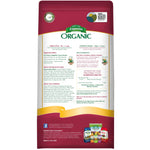 Back of Espoma Organic Blood Meal bag with usage directions, guaranteed analysis, and certification icons