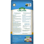 Rear view of Espoma Organic product bag showing directions, guaranteed analysis and certification logos
