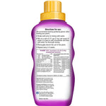Rear view of Espoma Organic Orchid! bottle showing directions, guaranteed analysis and product text on label