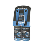 evercare extreme stick lint roller twin pack with two blue-handled rollers, packaging showing 120 total sheets and 60 sheets per roll