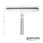 Evercare lint remover shown flat with handle and 10-inch head dimensions marked and brand logo on white background