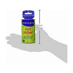 Close view of Evercare lint roller refill on a gray hand silhouette with vertical measurement marker showing 5.6 in (14 cm)