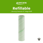 Single Evercare mega refill roll on white background under green header labeled refillable for the lint roller