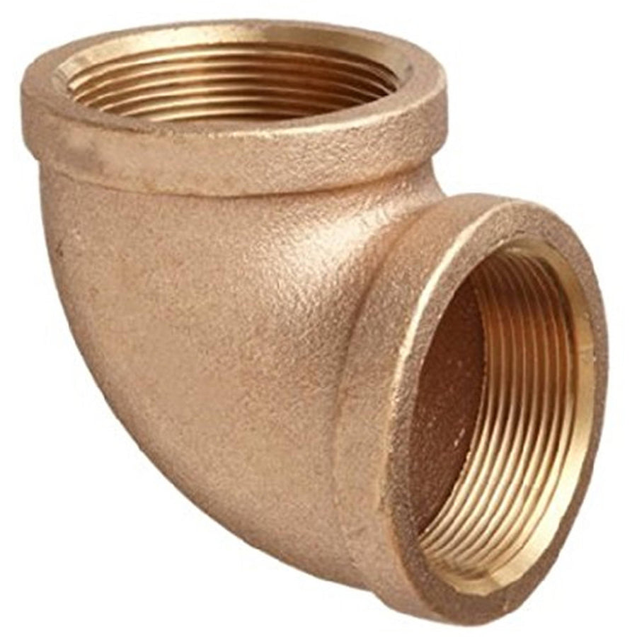 Everflow brass 90-degree female-threaded elbow pipe fitting, cast finish showing internal threads