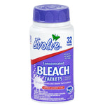 Single Evolve concentrated bleach tablets bottle with a purple cap and summer lavender front label on a white background.